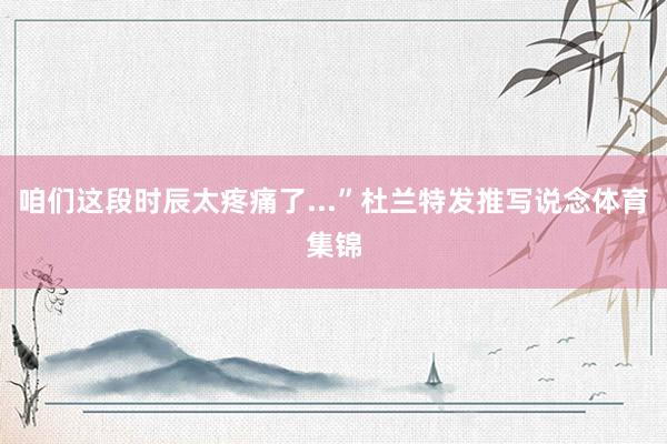咱们这段时辰太疼痛了...”杜兰特发推写说念体育集锦